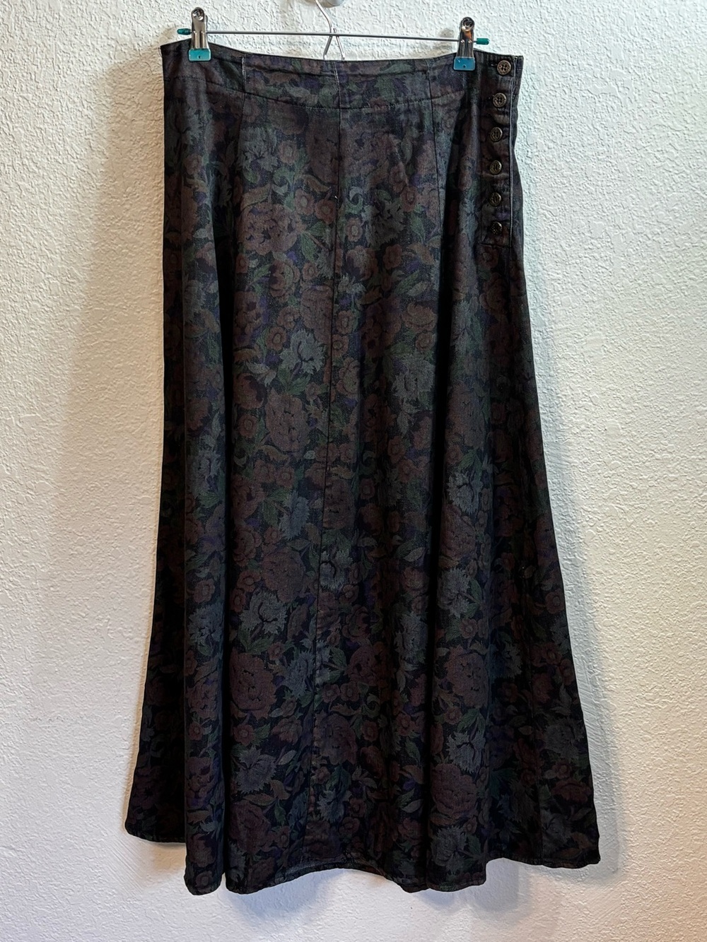 Vintage Putumayo Dark Cottagecore Floral Maxi Skirt Large